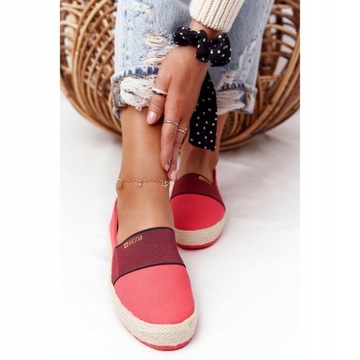 Czerwone Tkanina Buty Espadryle Big Star r.37