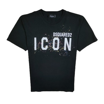 DSQUARED2 Icon Koszulka T-Shirt Męska Czarna Logowana r. XL