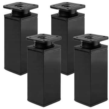 4x Nóżka meblowa regulowana kwadratowa 40x40 ATM H-100mm CZARNY MAT DN-027