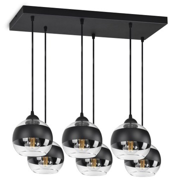 Duża Lampa Wisząca Sufitowa Czarna Szklane Kule Black Belt AZ6 LED E27