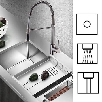 Смеситель для кухни, наконечник, поворот на 360°, 3 режима