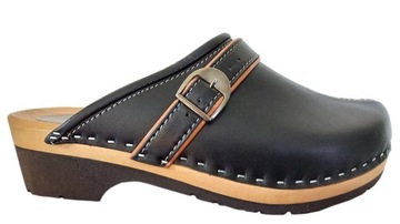 Czarne drewniaki damskie D14 37