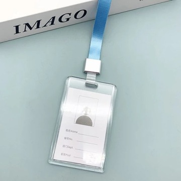 Transparent Acrylic Card Cover Case Lanyard Badge Holder Sliding Company