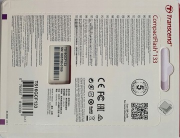 КАРТА TRANSCEND 16 ГБ CompactFlash CF 133