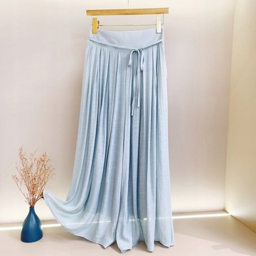 Cotton linen hakama cropped wide leg pants