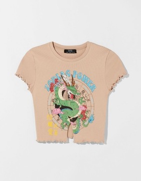 BERSHKA KRÓTKI T-SHIRT ZODIAC POWER 76494697 RXS