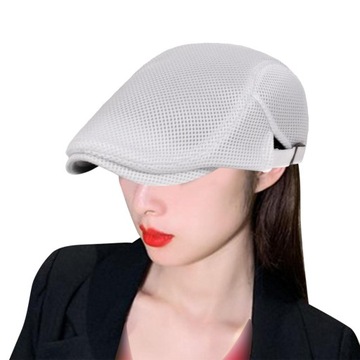 Pánska plochá čiapka zo sieťoviny Cabbie Hat Painter Hat Priedušná letná čiapka pre biele
