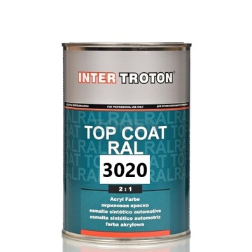АКРИЛОВАЯ КРАСКА RAL 3020 КРАСНАЯ ГЛАДКАЯ ГЛЯНЦЕВАЯ 1Л + ОТВЕРДИТЕЛЬ 0,5Л ТРОТОН