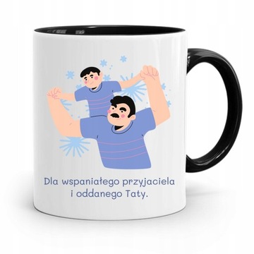 KUBEK CZARNY NA DZIEŃ OJCA WSPANIAŁY PRZYJACIEL z Nadrukiem ze Zdjęciem