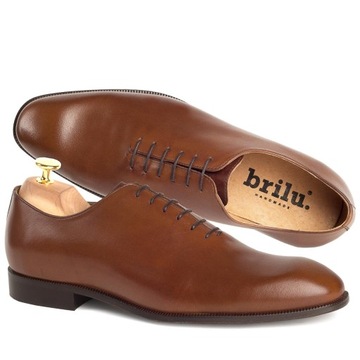 BRILU SKÓRZANE BUTY WIZYTOWE LOTNIKI BRĄZOWE 41