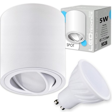 SPOT OPRAWA NATYNKOWA HALOGENOWA SUFITOWA tuba ruchoma + żarówka GU10 LED