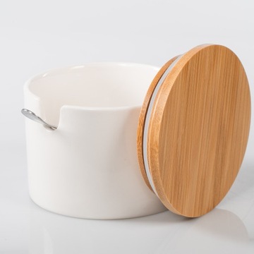 КОНДИТЕРСКИЙ НАБОР + ФАРФОРОВАЯ МАСЛЕНИЦА БЕЛАЯ С БАМБУКОВОЙ КРЫШКОЙ