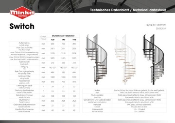 Лестница винтовая, металл MINKA Switch/Бук, диаметр 120 см