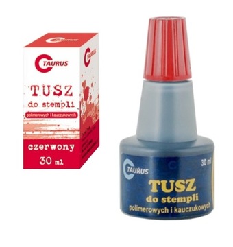 Tusz do pieczątek i stempli 30ml czerwony Taurus