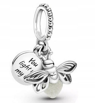 Charms świecący w ciemności świetlik srebro 925 SimplyMe + GRATIS