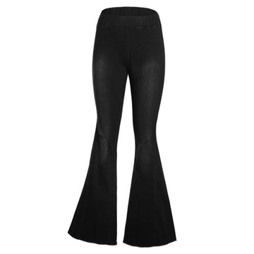 ch-Women Vintage Flared Trousers High Waist Denim XL