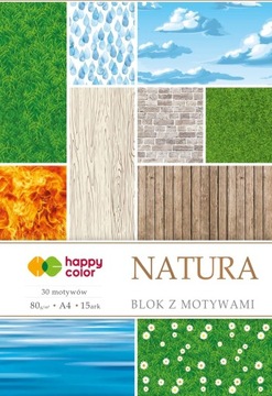 Blok Happy Color A4 Natura 15 arkuszy 30 motywów