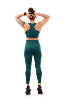 Damski komplet UniquYou Jasper Green M treningowy zestaw top legginsy HIT
