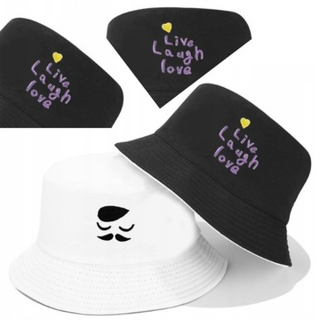 KAPELUSZ BAWEŁNIANY BUCKET HAT CZAPKA BAWEŁNIANA RYBACZKA DWUSTRONNY 2w1