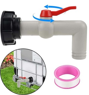 1SZT IBC KULISTY ZAWÓR WYLOTOWY ADAPTER IBC Z KRANEM OGRODOWYM NA WODĘ
