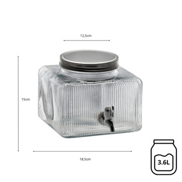 Банка с краном, стеклянная банка, емкость для воды, лимонада, сока, компота, 3,6л.