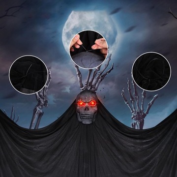 ПОДВЕСНОЕ УКРАШЕНИЕ ПРИЗРАКА С ПОДВИЖНОЙ МАСКОЙ СКЕЛЕТА 400х200см