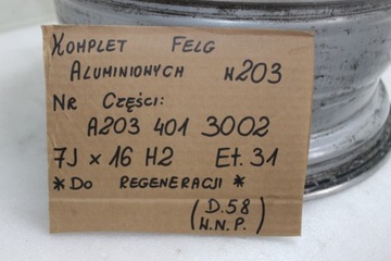 4× DISK HLINÍK MERCEDES-BENZ OE TŘÍDA C W203 7.0" X 16" 5X112 ET 31