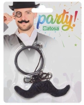 Усы + МОНОКЛЬ РЕТРО ОЧКИ 20-Х ГОДОВ ДЛЯ МУЖСКОГО НАРЯДА