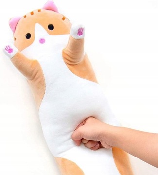 ДЛИННАЯ ИГРУШЕЧНАЯ ПОДУШКА ДЛЯ ОБНИМАНИЙ С КОШКОЙ MASCOT, 70 СМ, XL, СЕРАЯ