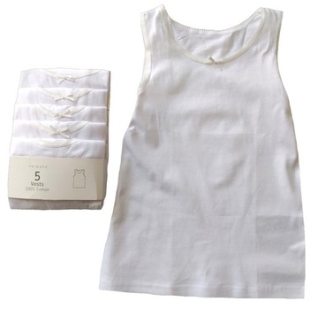 PRIMARK białe podkoszulki 5-pak 158