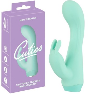 Cuties Mini Zielony wibrator z króliczkiem na USB, mini Vibrator 4