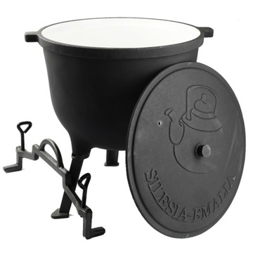 ЧУГУННЫЙ ЧУЛДЕЛЬ, ЭМАЛЬНЫЙ ГОРШОК, 15 Л, ОХОТНИЧИЙ ГОРШОК, БОЛЬШОЙ ТЯЖЕЛЫЙ ОГОНЬ