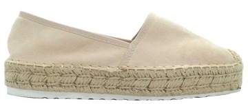 ESPADRYLE NA PLATFORMIE BALERINY BEŻOWE ZAMSZ R.39