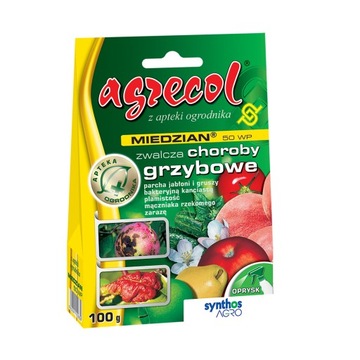 AGRECOL MIEDZIAN 50WP CHOROBY KĘDZIERZAWOŚĆ BRZOSKWINI JABŁONI GRUSZEK 100G