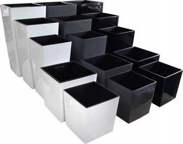 Цветочный горшок HIGH FINESSION + вставка 25х25х47 БЕЛЫЙ ГЛЯНЦЕ