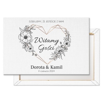 Приветственная доска с фотографией на свадебный прием 40х60 Картина холст 60х40