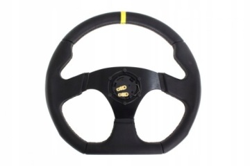 РУЛЕВОЕ КОЛЕСО СПОРТИВНОЕ ECO SPORTS 350MM OFFSET 25MM ЖЕЛТАЯ КОЖА желтая полоса