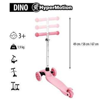 ТРЕХКОЛЕСНЫЙ БАЛАНСИРОВАННЫЙ СКУТЕР DINO LED, 3-5+ ЛЕТ