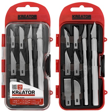 NOŻE NOŻYKI SKALPELE ZESTAW NOŻE MODELARSKIE 8 SZTUK W ETUI KREATOR