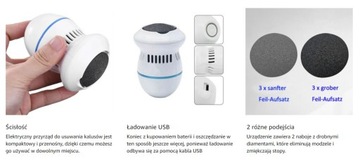Электрическая пилка для ног, пяточно-фрезерный станок, USB, 2 скорости, мозоли, мозоли