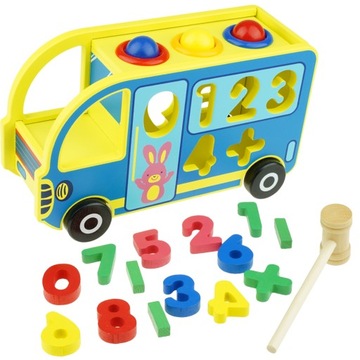 AUTOBUS DREWNIANY SORTER WBIJAK PRZEBIJAK CYFERKI
