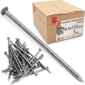 Gwoździe budowlane 125 mm czarne gładkie fi4,5 1kg