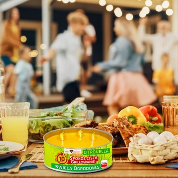 СВЕЧА, АРОМАТИЧЕСКАЯ САДОВАЯ СВЕЧА С ЦИТРОНЕЛЛОЙ x3 + НАКЛЕЙКА ОТ КОМАРОВ