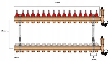 Rozdzielacz do podłogówki 16 + POMPA WILO + ZŁĄCZKI + SKRZYNKA NATYNKOWA