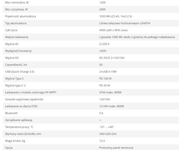 Powerbank Könner & Söhnen 1200 Вт / 2400 Вт 1030 Втч 23 Ач