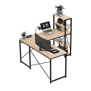 Biurko narożne MARK ADLER dąb czarny komputerowe loftowe szkolne z półkami
