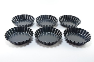 6 DUŻE MAŁE FOREMKI DO TARTALETEK TARTY TARTINKI CZARNE NON-STICK 6szt 11cm