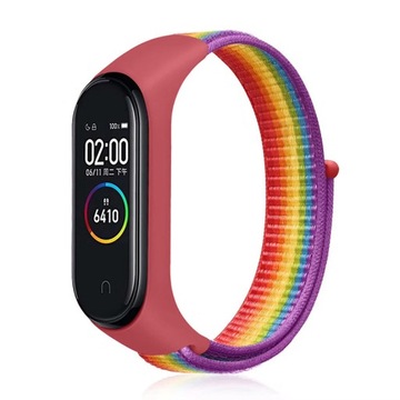 OPASKA PASEK DO XIAOMI MI BAND 6 5 4 3 NYLONOWA TĘCZOWA KOLORY