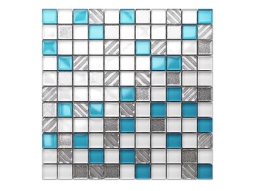 MOZAIKA SZKLANA BLUE ICE BIAŁA NIEBIESKA 8mm