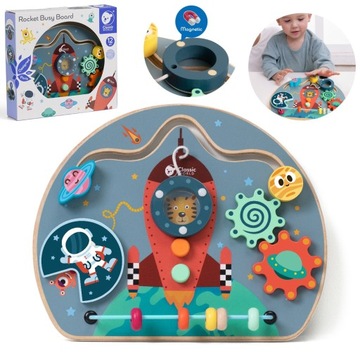 TABLICA MANIPULACYJNA SENSORYCZNA EDUKACYJNA DREWNIANA 6W1 CLASSIC WORLD